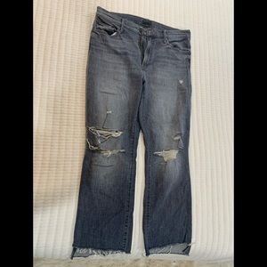 Mother the insider crop step fray jeans, size 31, grey